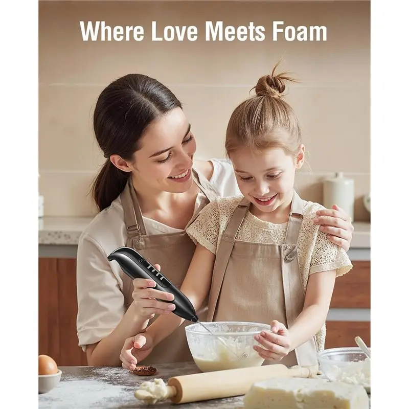 A05G-Electric For Milk Frother For Milk Coffee,Cappuccino, Handheld,Stainless Steel Drink Foam Mixer With LED Digital Display