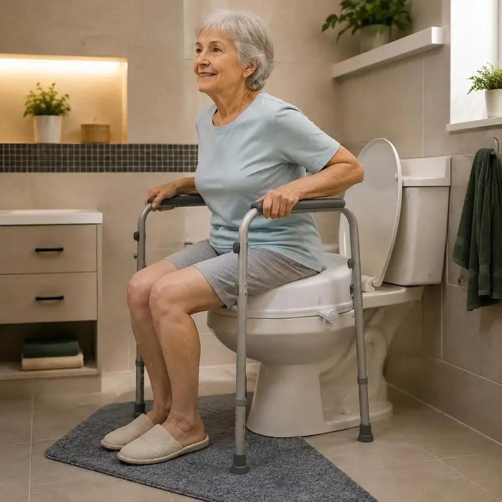 Siège de toilette surélevé avec une hauteur de 10 cm, modèle universel avec système de verrouillage à vis, siège rigide en PP durable, capacité de charge de 136 kg, conçu pour les personnes âgées et pour faciliter la mobilité, pour une sécurité accrue dans la salle de bain.