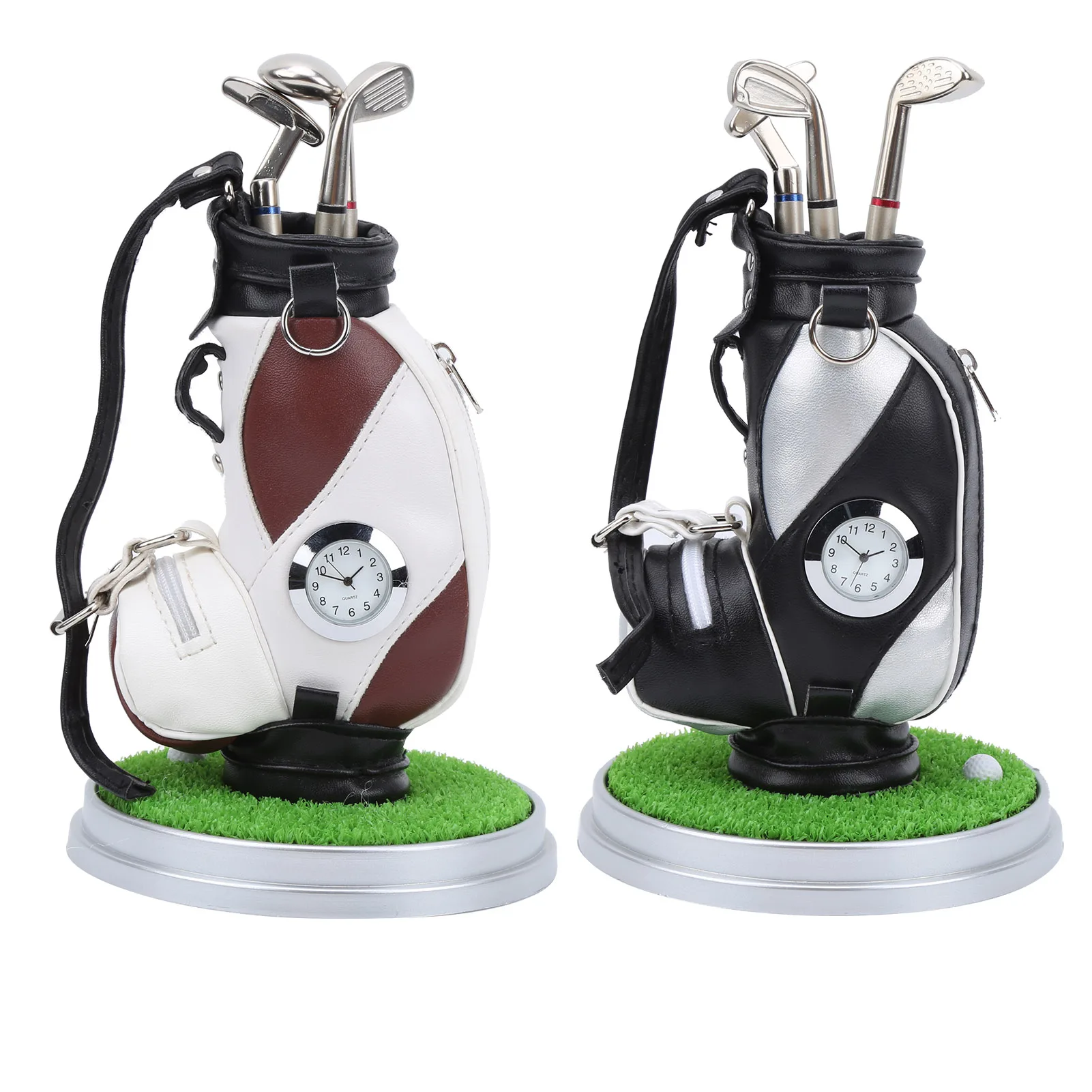 

Набор настольных ручек для гольфа, 3 шариковых ручки и мини-сумка, сумка для ручек для гольфа из цинкового сплава с основанием