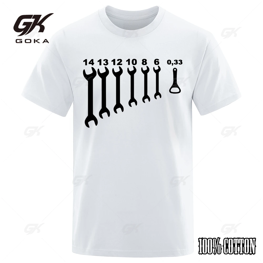 Vintage Screw Wrench Opener Mechanic T-Shirts Men Car Fix Engineer Cotton Tee Short Sleeve Funny T-Shirt Vintage Men's Clothes