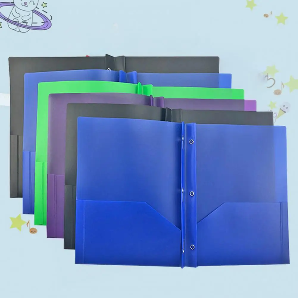 Document Storage Pocket Folder Waterproof Tear-resistant A4 Size File Folder with Pockets Prong Fasteners for Documents