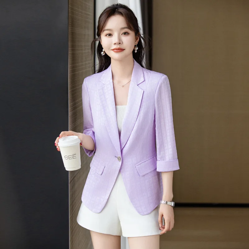 

Formal Uniform Styles Blazers Jackets Coat for Women Half Sleeve Spring Summer Professional Business Work Wear Outwear Tops