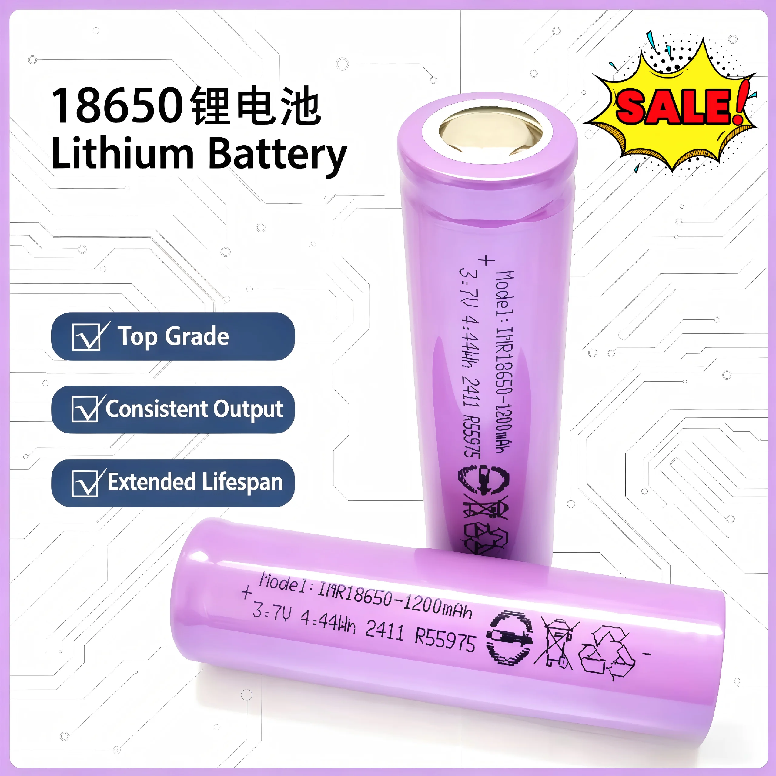 

High Power 18650 Battery 3.7V 3500mAh 25A Rechargeable Li-ion Cell Explosion-Proof for Industrial & Power Tools