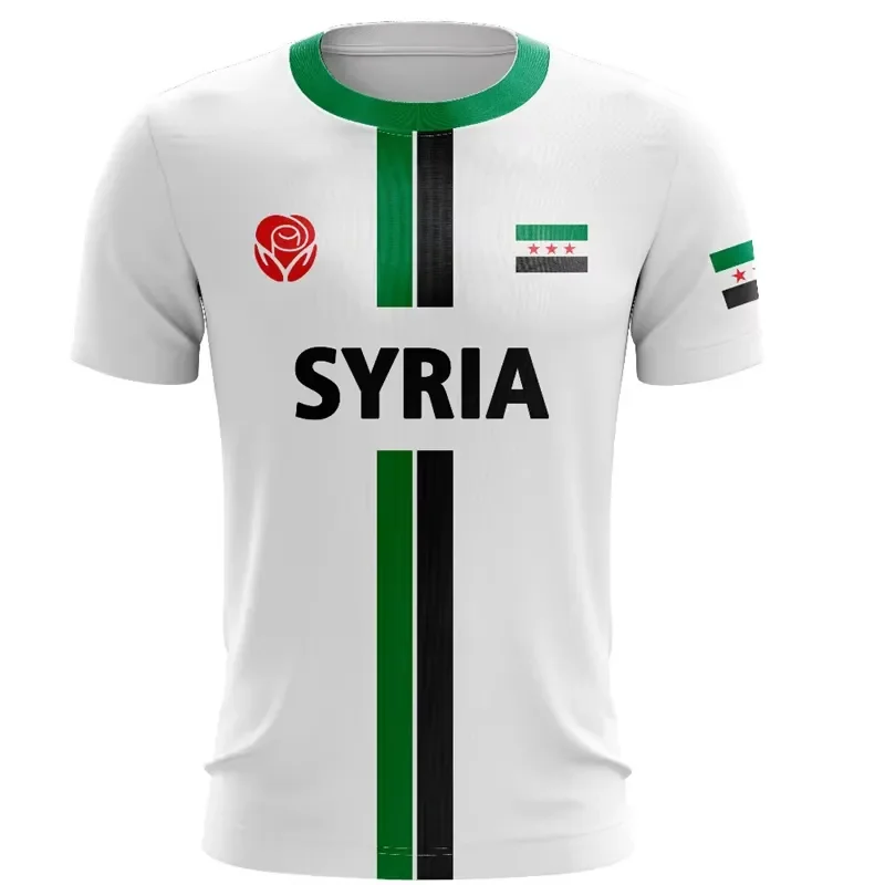 for Syria Football Jersey T Shirt Men Outdoor Sports 3d Printed Syrian Flag Short Sleeve Oversized Tops Casual Tee Shirts view 2