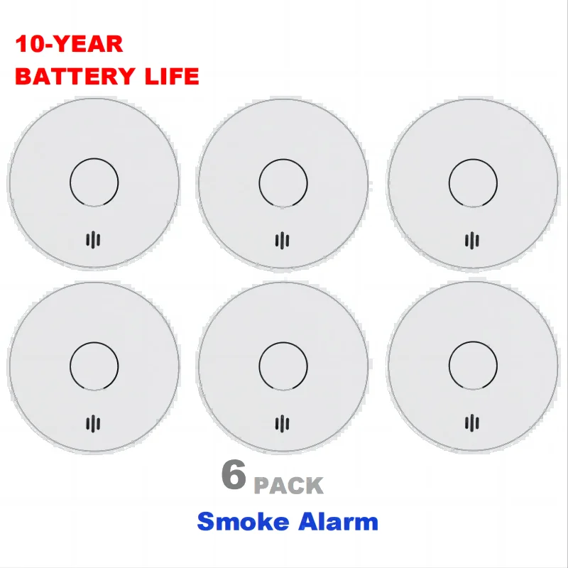 V-Come Alarmes de fumaça para casa, detector de fumaça fotoelétrico com bateria de 10 anos, alarme de segurança residencial de proteção de segurança VS02