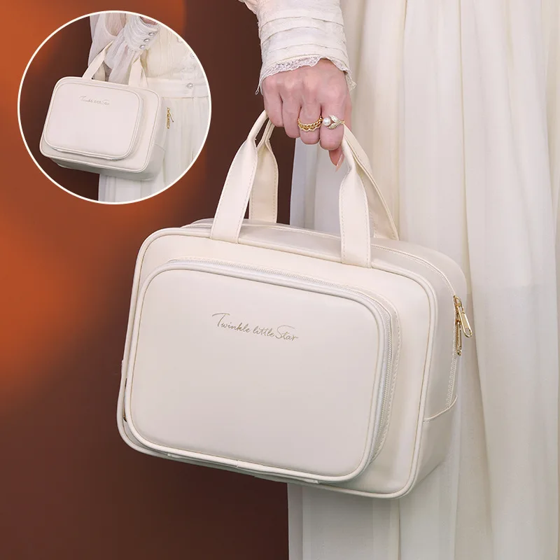 سحاب مزدوج سعة كبيرة التقسيم تخزين التصحيح جيب حقيبة مستحضرات التجميل المحمولة السفر المحمولة تخزين مستحضرات التجميل حقيبة أدوات الزينة