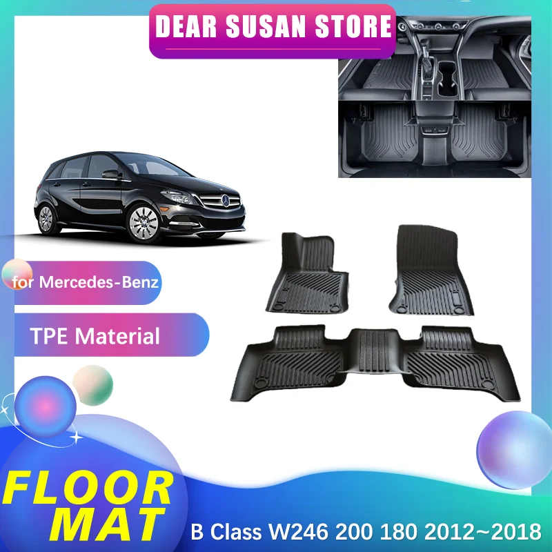 Car Floor Mat for Mercedes-Benz B Class W246 200 180 2012~2018 2013 Foot TPE Liner Carpet Pad Custom Tray Cover Rug Accessories