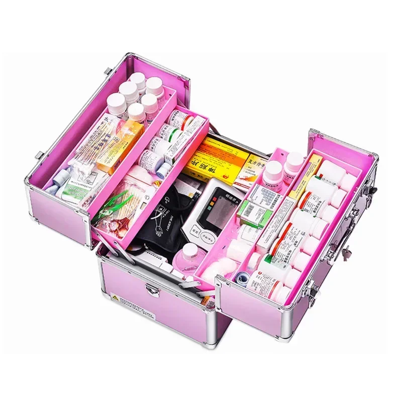 Medicine Box Office Household Standing Aluminum Alloy Medical Box First Aid Kit Storage Box Family First Aid Kit