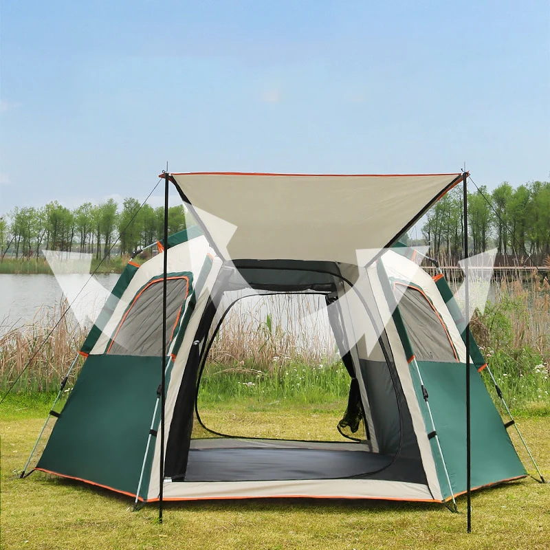 

3-4 Person Sunscreen Tent Outdoor Folding Fully Automatic Hexagonal Ventilate Tent 210D Oxford Cloth Rainproof Camping Equipment