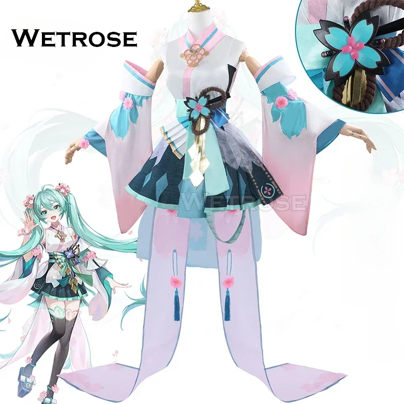 【Wetrose】متوفر في المخزون Miku Onmyoji أزياء تنكرية غير مطورة فستان جنية كيمونو يوكاتا مجموعة كاملة شعر مستعار للهالوين كوس