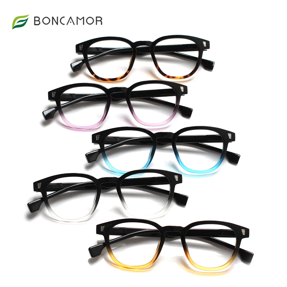 

Boncamor Men and Women Anti Blue Light Reading Glasses Spring Hinged Oval Frame Protect Vision Computer Eyeglasses+0~+400