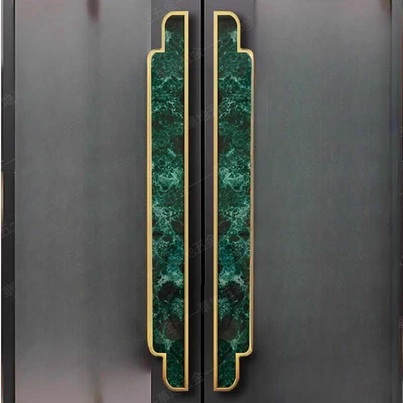 

New Chinese abalone shell door handle high-end custom hotel art glass door handle glass door jade handle, light luxury glass