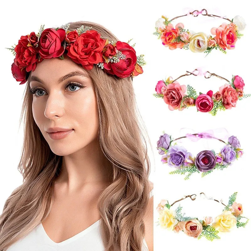 Rustic Bridesmaid Hair Flower Headbands Wedding Hair Accessories Bridal Flower Crown Headpieces Bridal Flower Girls Garland