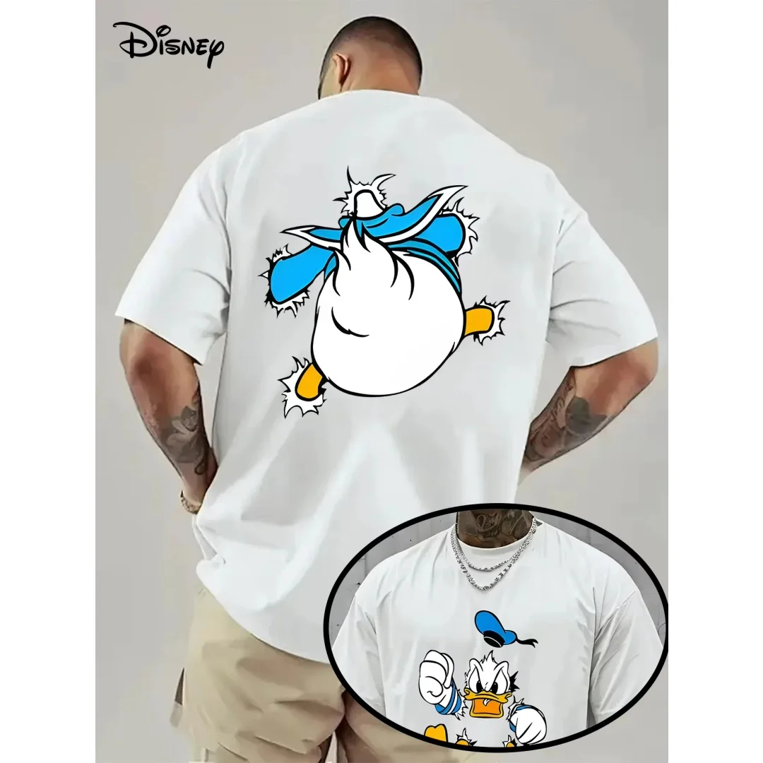 Disney cartoon Donald Duck graphic T-shirt Summer Fashion Sports Pure cotton Men's T-Shirt Children's Clothing Tee Y2k Woman