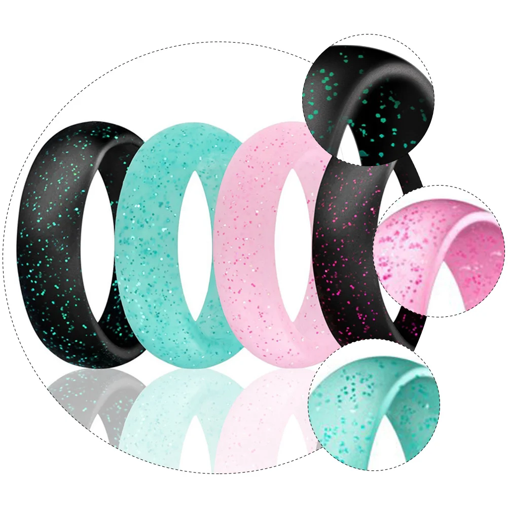 

4 Pcs Silicone for Women Vintage Simple Woman's Finger Silica Gel Glitter