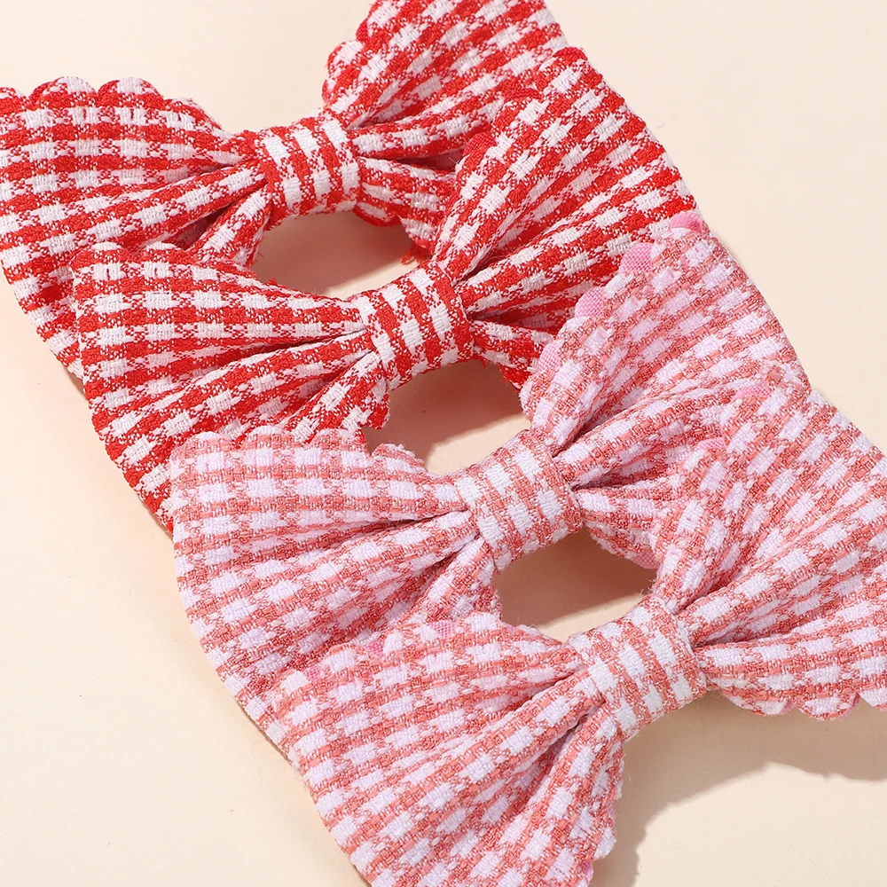 

2Pcs/Set Handmade Plaid Bowknot Hairpin Barrettes Solid Color Kids Hair Clips for Baby Girls Photography Hair Accessories