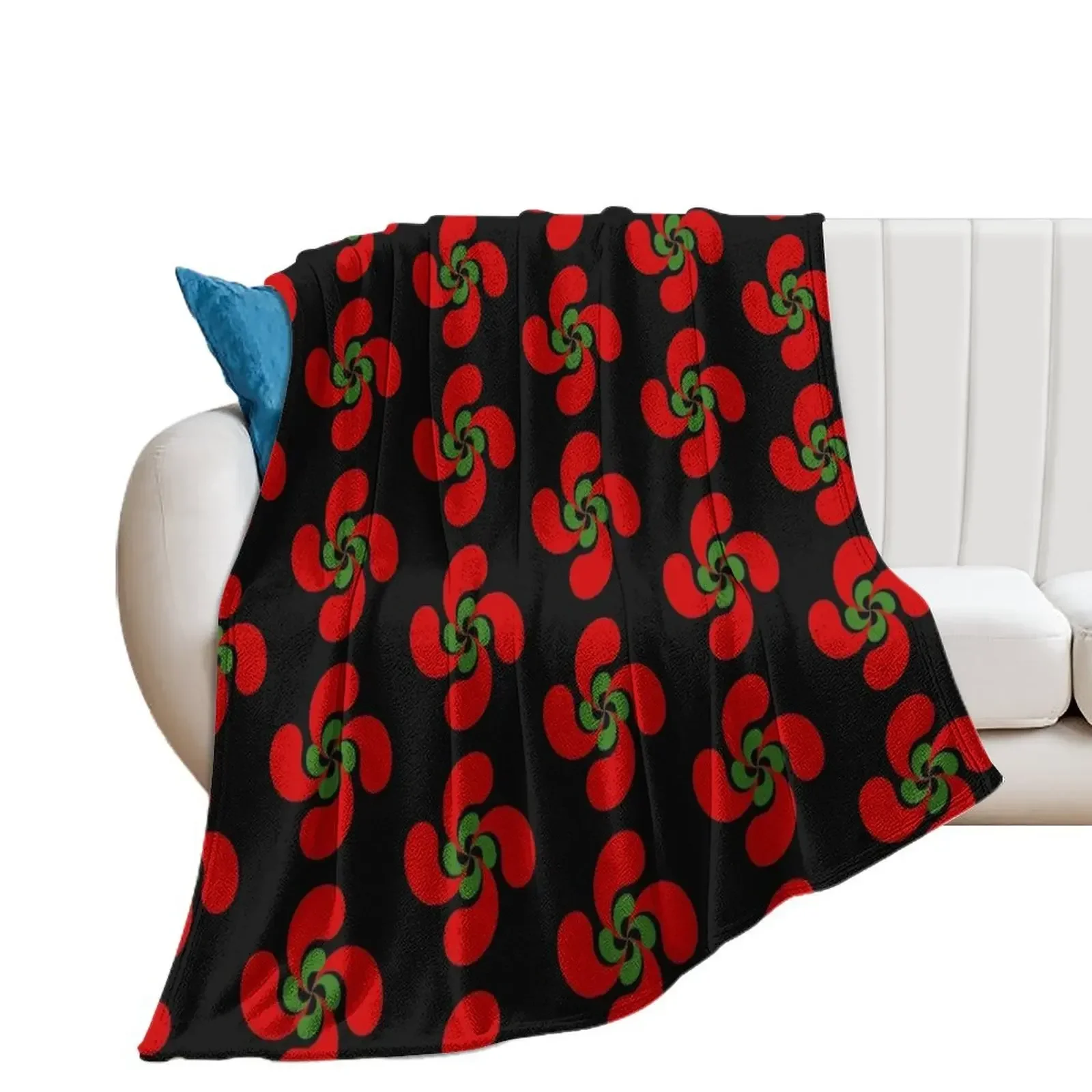 Basque Cross Lauburu Red Green White Euskadi Throw Blanket sofa bed Decoratives Blankets