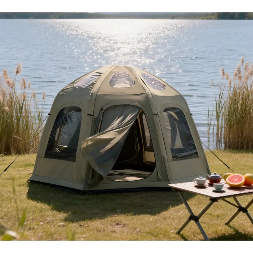 Carpa inflable para acampar, carpa Glamping para 3-4 personas, carpa impermeable para exteriores, carpa familiar para acampar, sin necesidad de montaje
