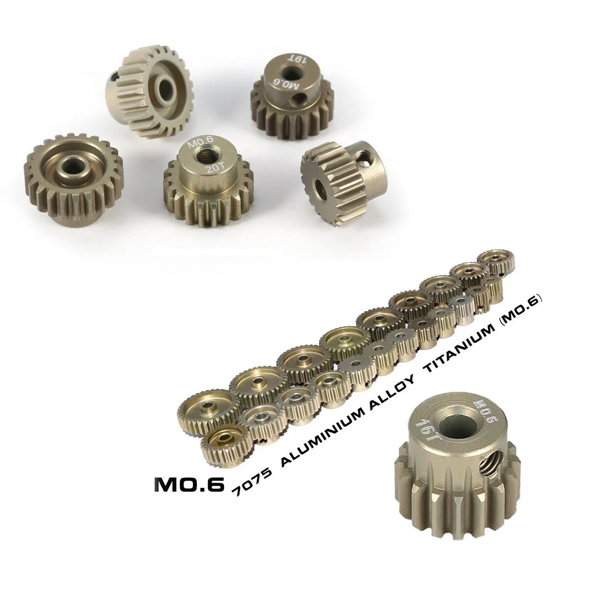 Overtref Hobbby M0.6 3.175mm 13T 15T 17T 18T 20T 22T 24T 28T 30T 33T Aluminium Rondsel Motor Gear voor 1/10 RC Auto Model