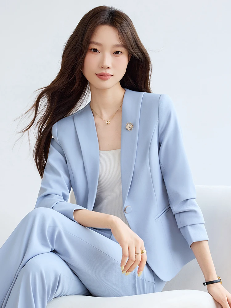 

Slim Fit Women's Suit Jacket Short Size Casual Professional Spring Autumn New Style High End Feeling with Pants Set