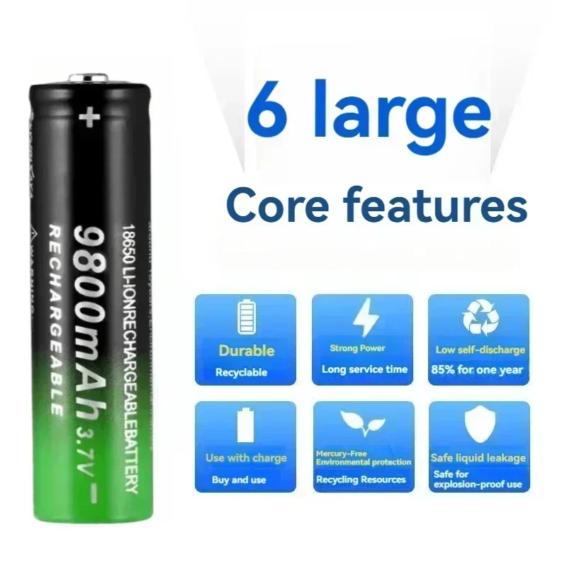 

Original 18650 batterie 3,7V 9800mAh wiederaufladbare liion batterie für Led taschenlampe batery litio batterie + USB Ladegerät