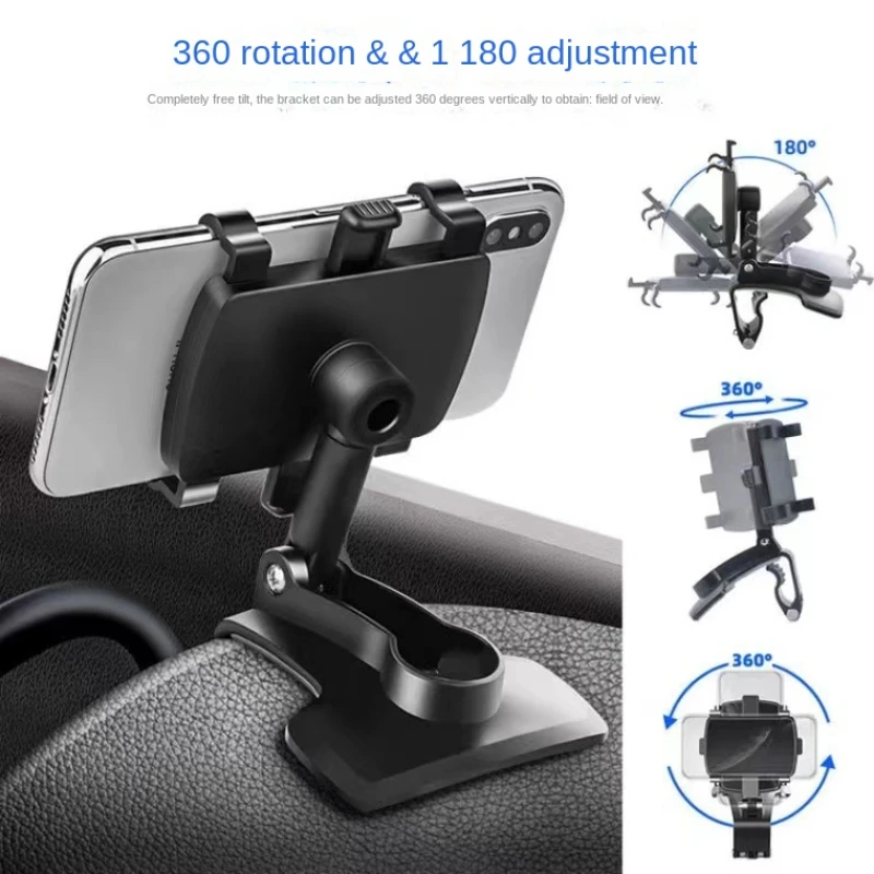 Car Mobile Phone Stand Multi-functional Rotating Car Dashboard Mirror Navigation Stand