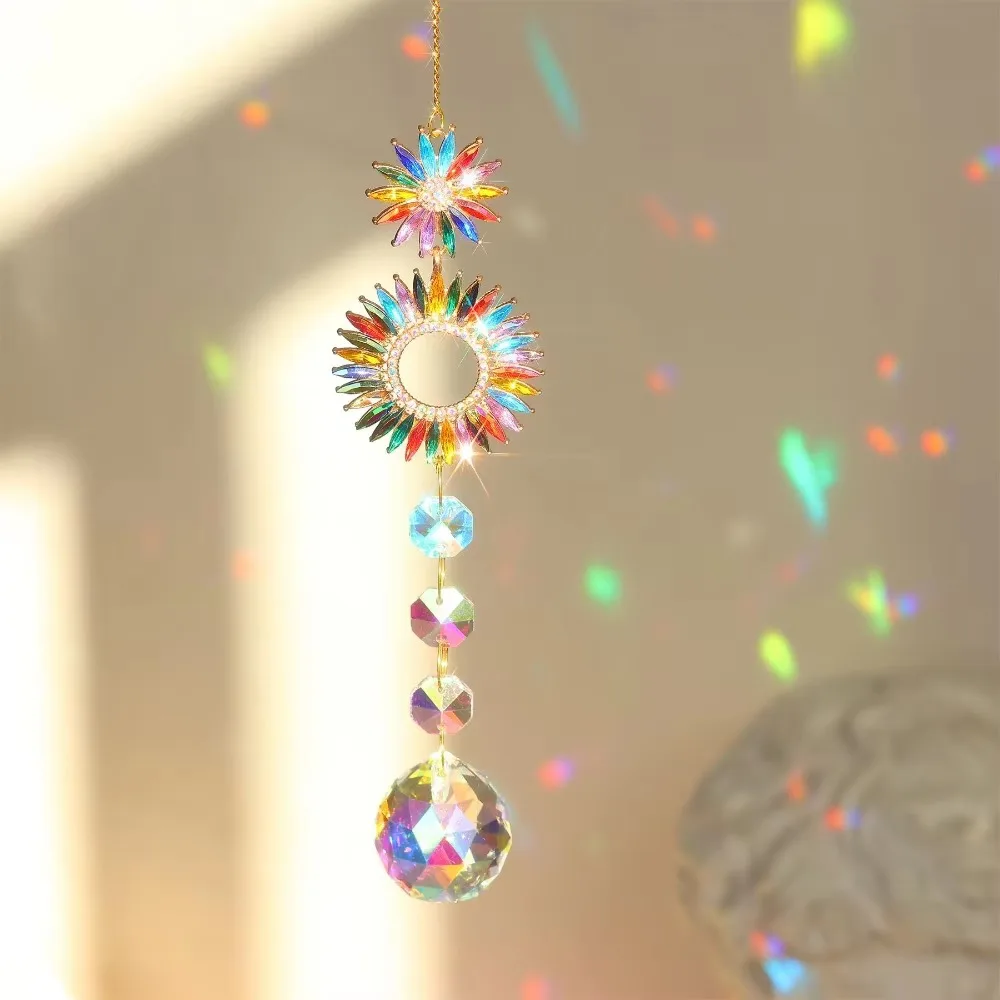 Hanging Pendants Shiny Gardening Sun Catcher DIY Cute Hanging Catcher Ornaments Dreamy Crystal Wind Chime Lighting Decor