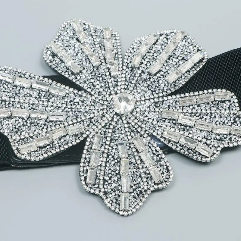 31BB Elegant And Functional Elastic Belt For Women Featuring Rhinestones Design Secure Fastener Waist Girdle Comfort