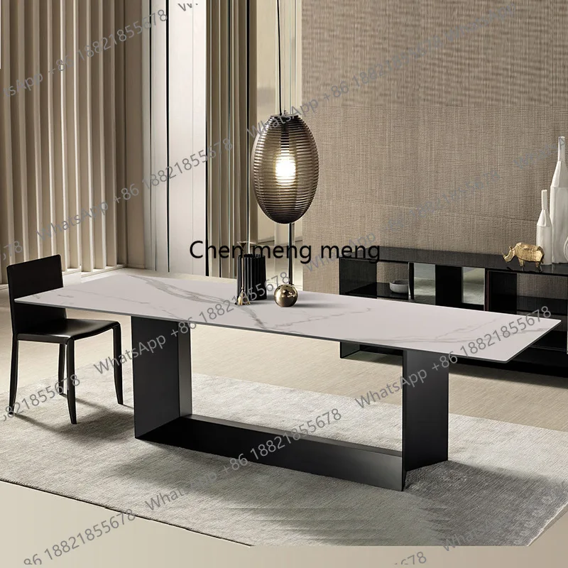 

Italian minimalist rock slab dining table rectangular modern minimalist extended dining table stable