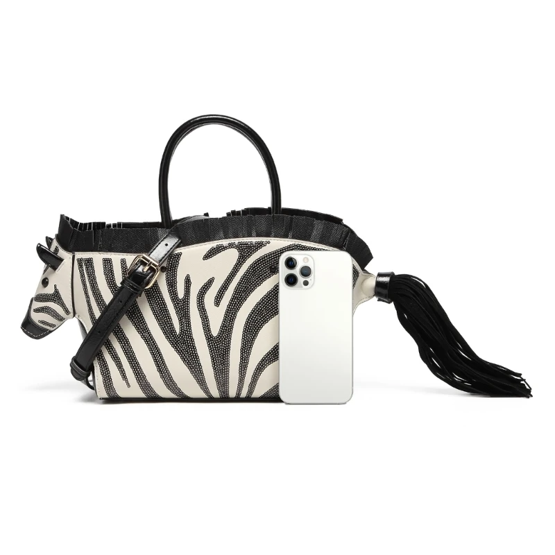 Imagem -03 - Bolsa de Couro pu Padrão Animal para Meninas e Mulheres Bolsa de Ombro Funcional Bolsa Crossbody Moda Dianteira