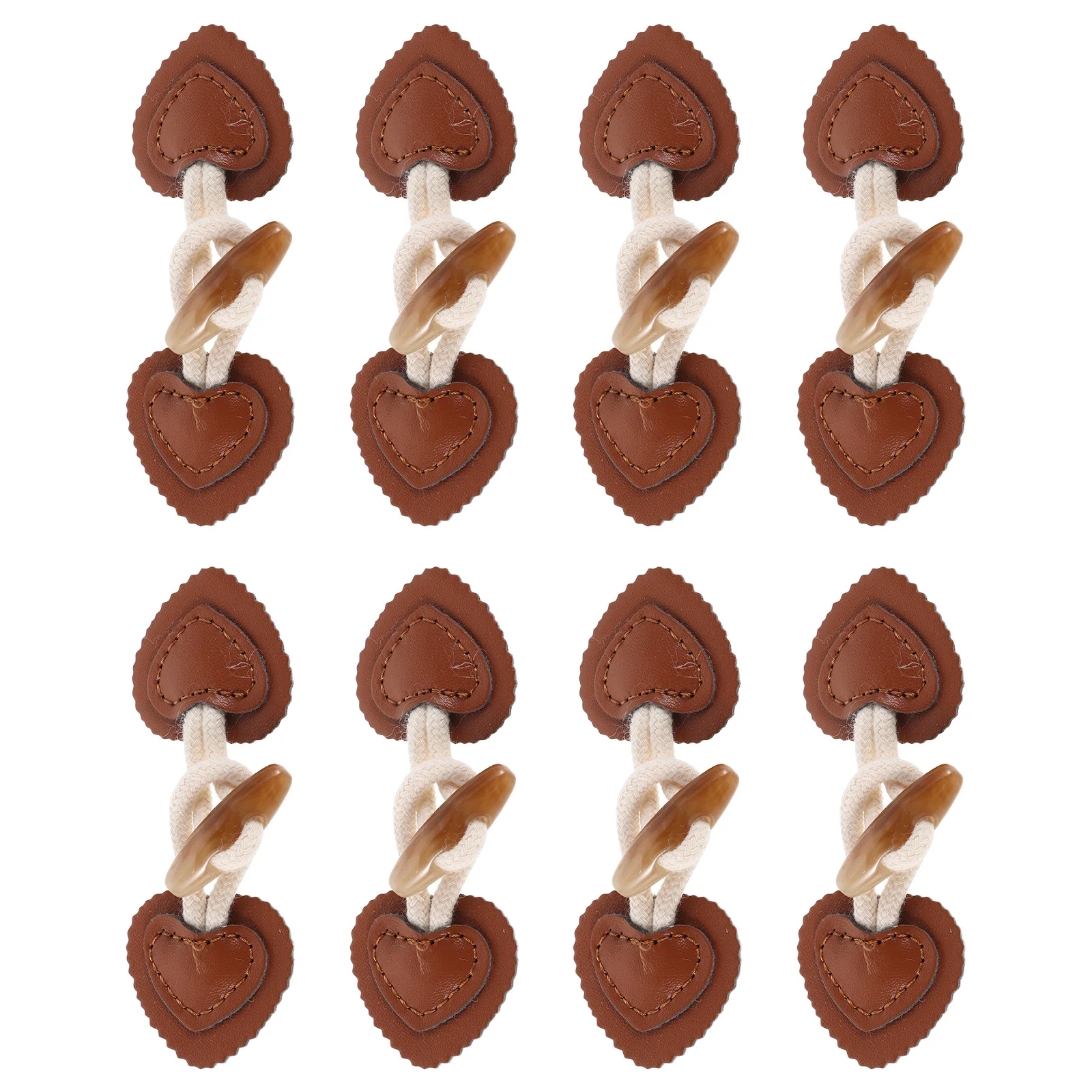 

8Pairs Heart-Shaped Toggle Coat Belt Buckle Horn Stylish Closure Replacement Buttons for Sweaters Overcoats