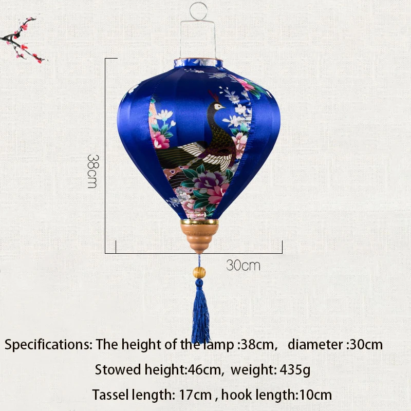 

1Pcs Retro Silk Lanterns Vietnam Japan Chinese Palace Lantern Floral Peacock Pattern Lantern For Mid-Autum Festival Party Decor