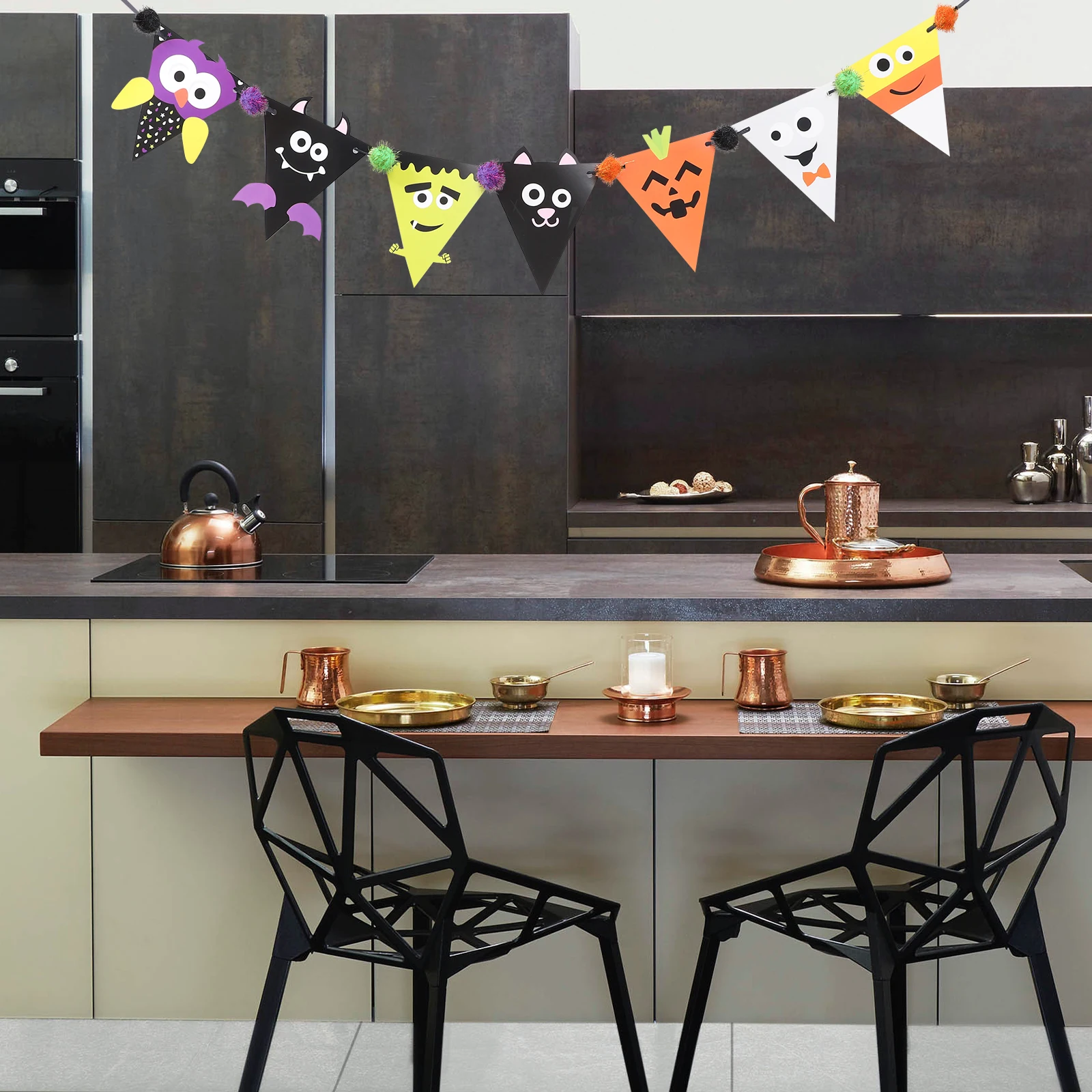 

Halloween Birthday Party Decorations Drawing Indoor Garland Pennant Paper Outdoors