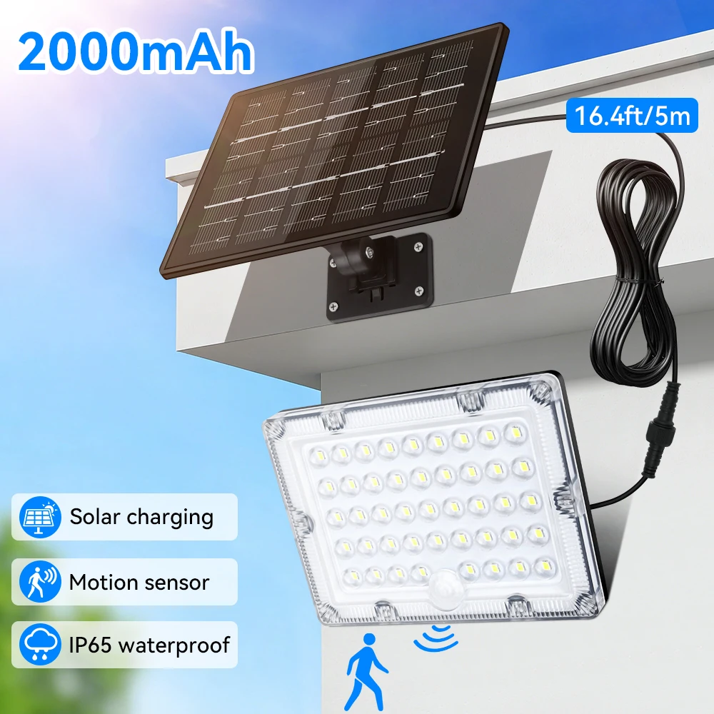 2er-Pack/1 Set LED Solarleuchten für Außen mit Bewegungssensor, Sicherheitsflutlicht IP65 Wasserdicht für Terrasse, Garten und Garage – Detail 34
