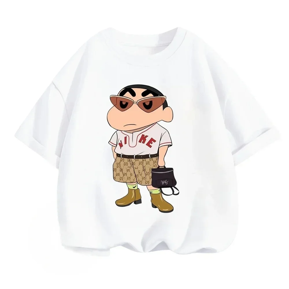 Crayon Shin Chan Shinnosuke Cool Style Print T Shirt Women Oversized Cute Cartoon Short Sleeve Casual Tee Top