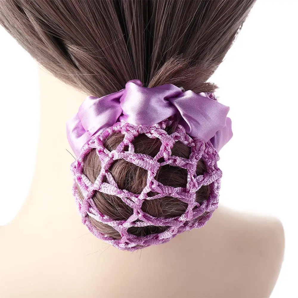 Korean Flower Hair Net For Women Girls Hotel Bun Snood Nurse Hair Cover Net Ponytail Holder Dance Elastic Tie Headwear