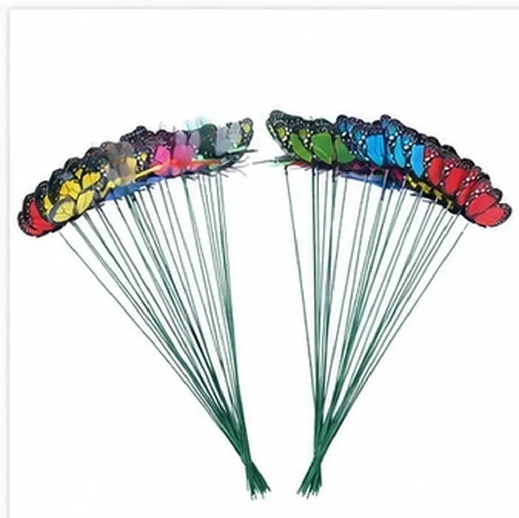 24Pcs PVC Simulation Butterfly Dragonfly Stakes Waterproof Garden Lawn Patio Decoration Artificial Plant Stake Display