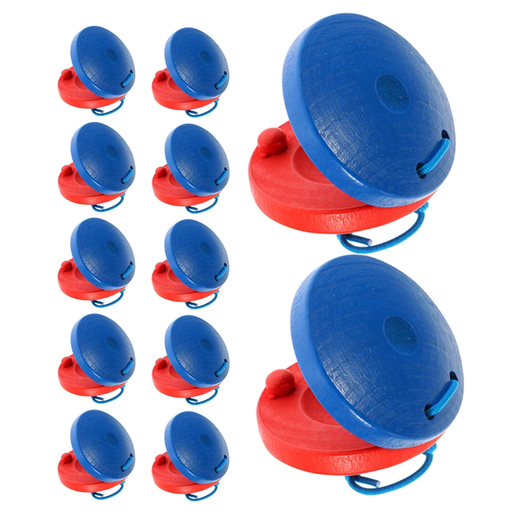 

12Pcs Wooden Castanets Childrens Musical Instruments Colorful Design Safe Grip Toddler Rhythm Training Shaker Musical Instrument