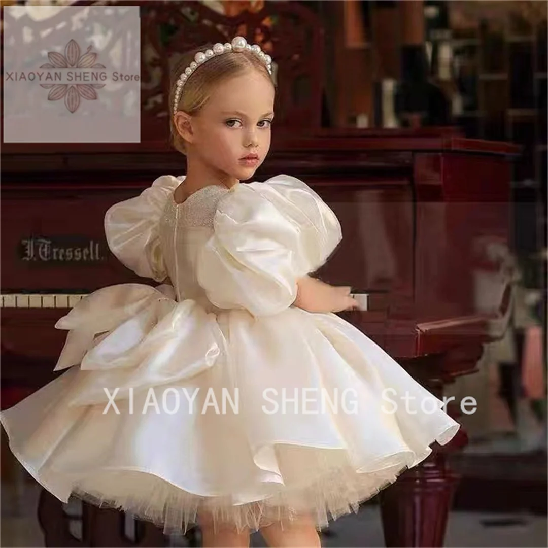 Flower Girl Dress For Wedding Pleated Puffy Layered Tulle Birthday Pageant Princess First Communion Ball Gowns