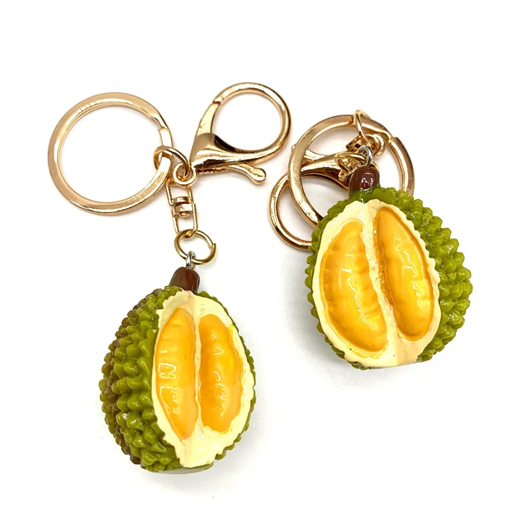 Durian Model Simulation Durian Keychain Bag Accessories Artificial Fruit Creative Durian Keyring Trinket Resin