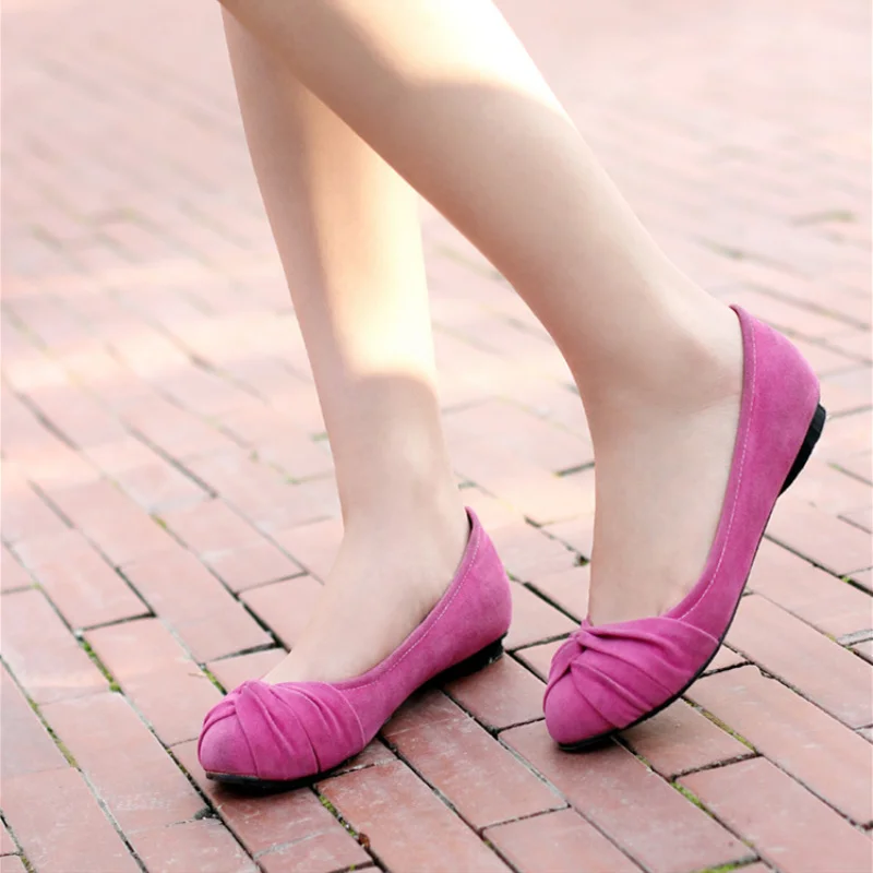 Casual Women\'s Flat Loafers Shoes Flock Shallow Flats Spring Autumn Comfortable Ballet Shoes Ladies Work Loafer Shoes Large Size