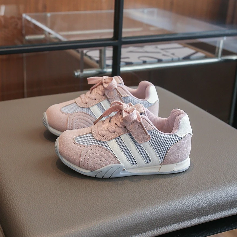 Kids Casual Shoes Boys Girls Lace Up Trainers 2026 Autumn New Childre Walking Runing Sport Trainers for 6-12 Years Green Pink