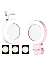 Fill Light Clip with Mirror,Selfie Ring Fill Light,180° Rotatable,Portable,Expandable,Dimmable,White,Warm Light