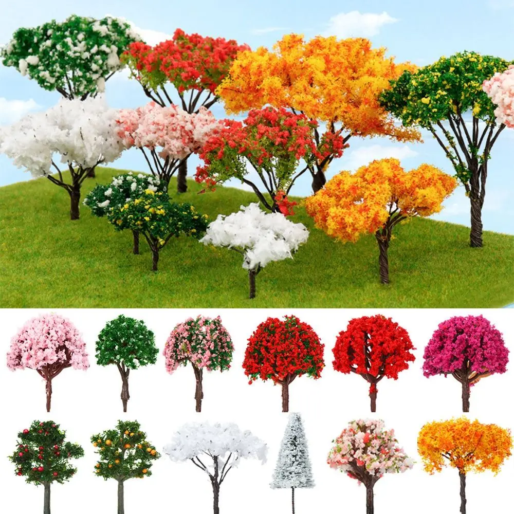 Miniature Flower Tree, Artificial Scenery Trees, Modelo plástico, Decoração ferroviária, Paisagem do edifício, Acessórios de construção, 5 peças, 4cm