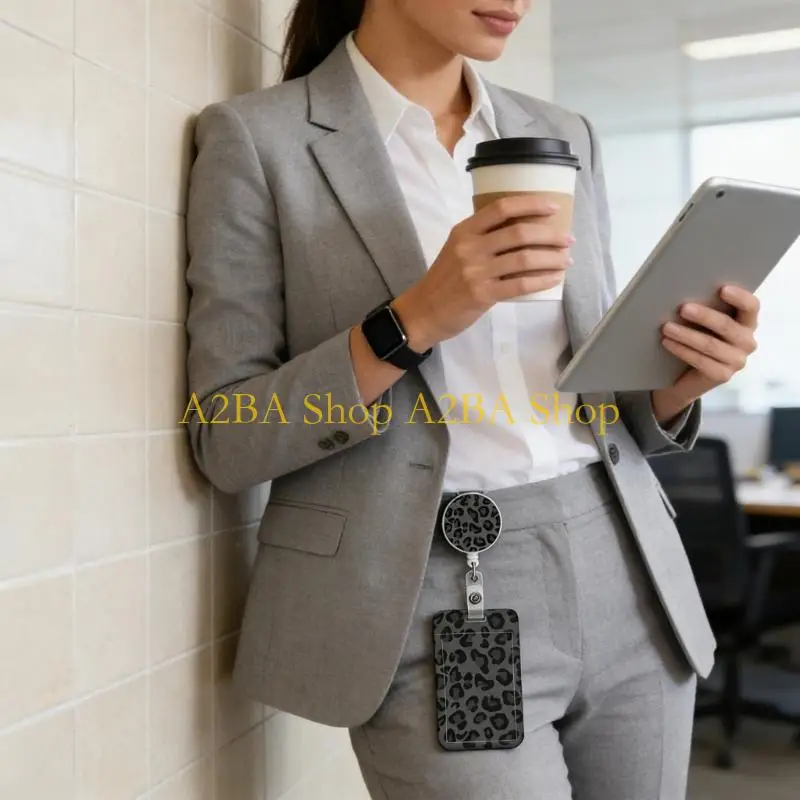 A2BA Heavy Duty Plastic Card Protector With Removeble Lanyard Retractable Badge Holder with Neck Strap For Business Employee