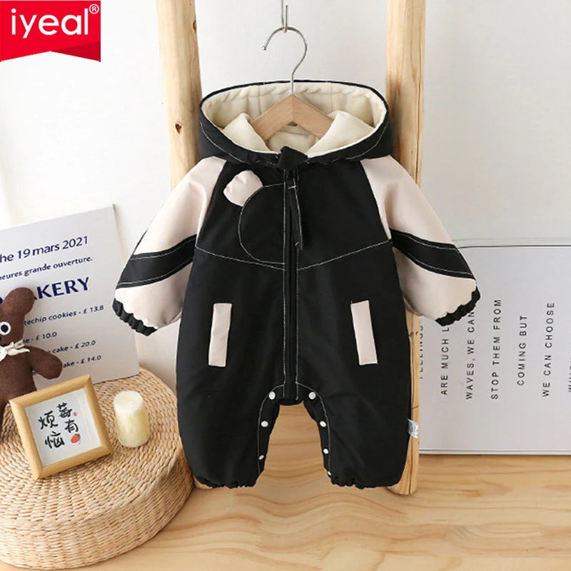IYEAL Baby Fleece Warm Jumpsuit Jacket Baby Korean Style Outdoor Clothing 1-Year-Old Infant And Toddler Winter Clothing