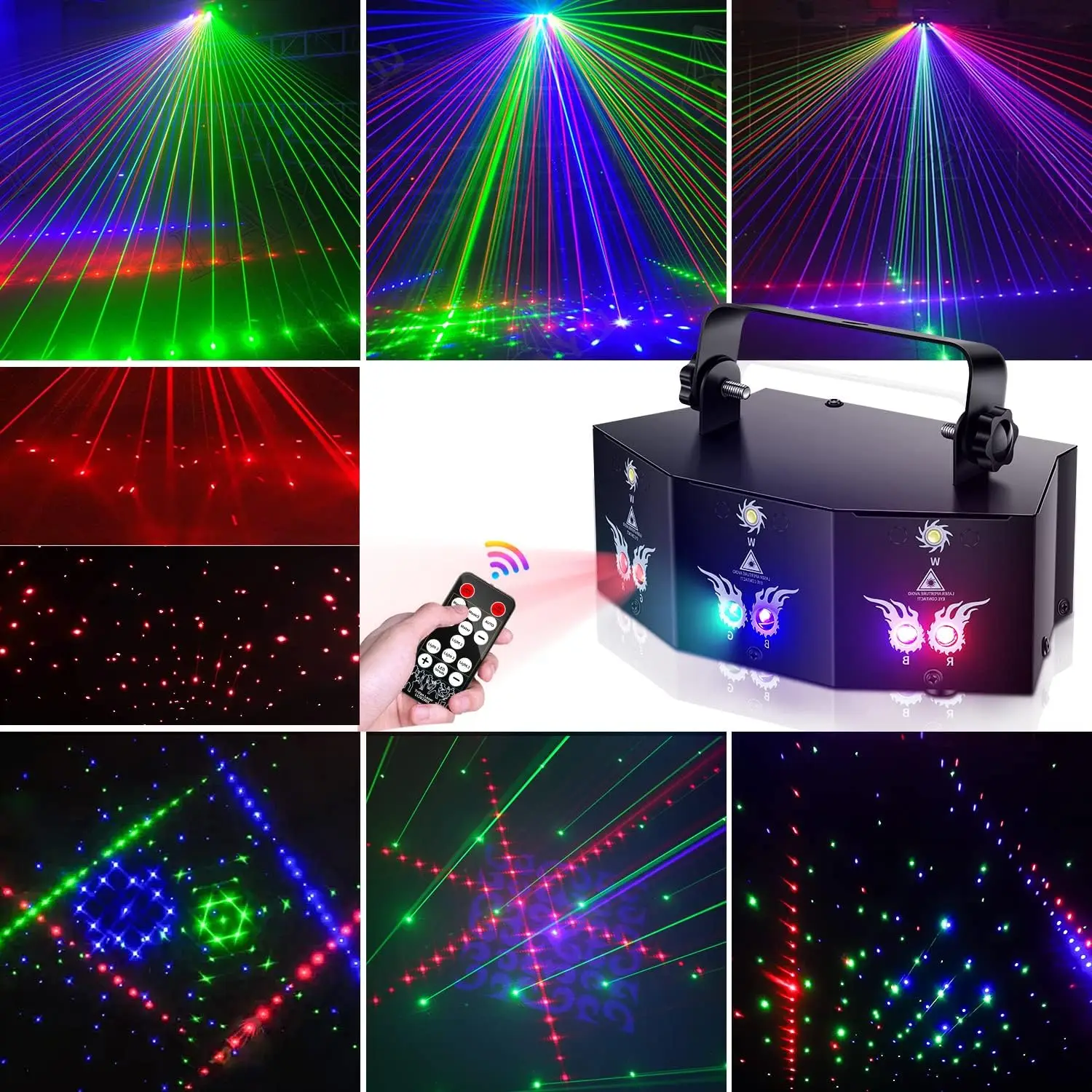 Party Lights 9 Lens Disco Laser Stage Lighting Dmx512 Sound Activated Remote Control Parties Birthday Wedding Karaoke Bar Ktv Cl