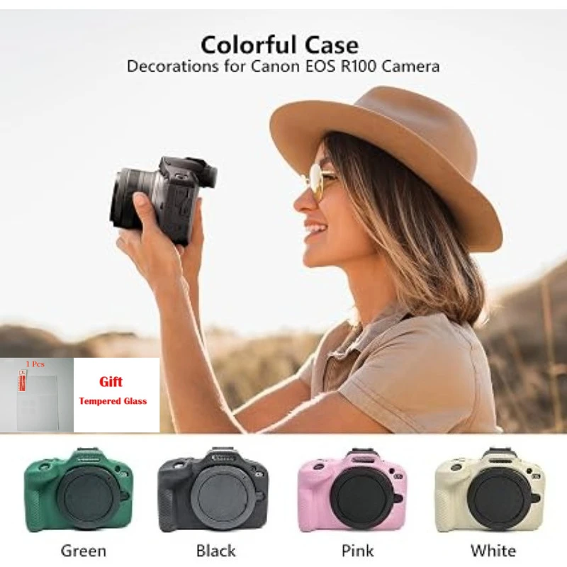 Photography soft case For Canon EOS R100 Camera silicone cover R100 Micro-single camera protective cover+1PCS Free Tempered Film