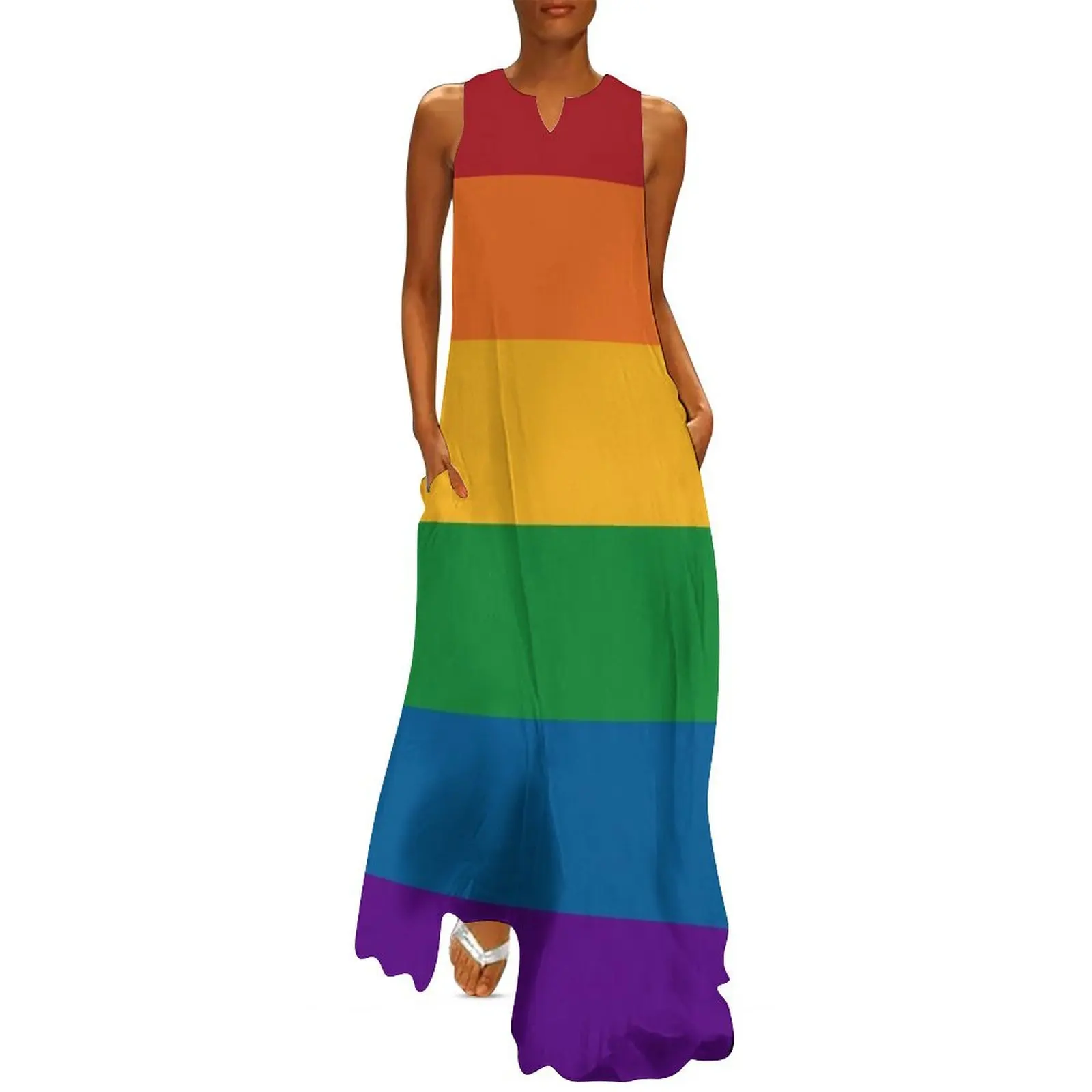 

Seamless Repeating LGBTQ Pride Rainbow Flag Background Long Dress dresses with long sleeves loose women"s dress