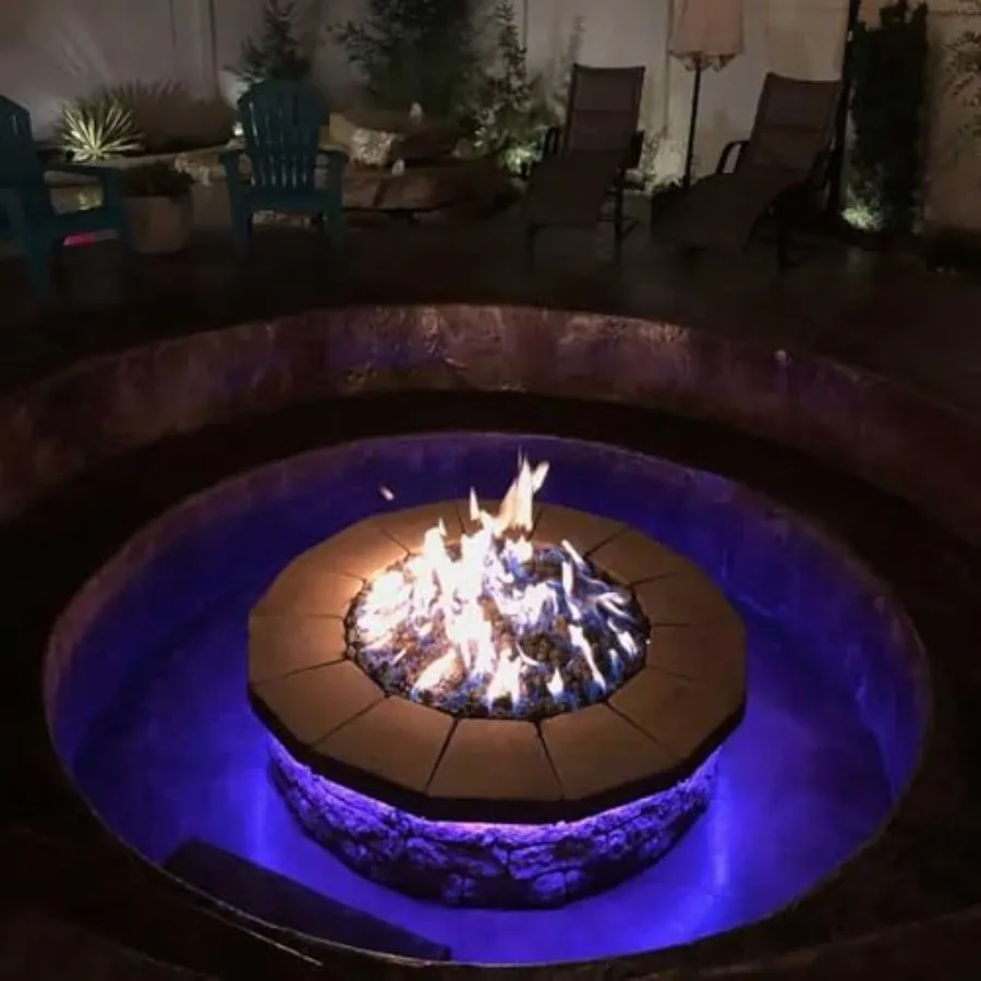 HPC Match Lit Fire Pit Burner Kit FPS6KIT-NG-MSCB Round 6-Inch Propane Burner with Polished Chrome Finish Flange Key Valve Flex